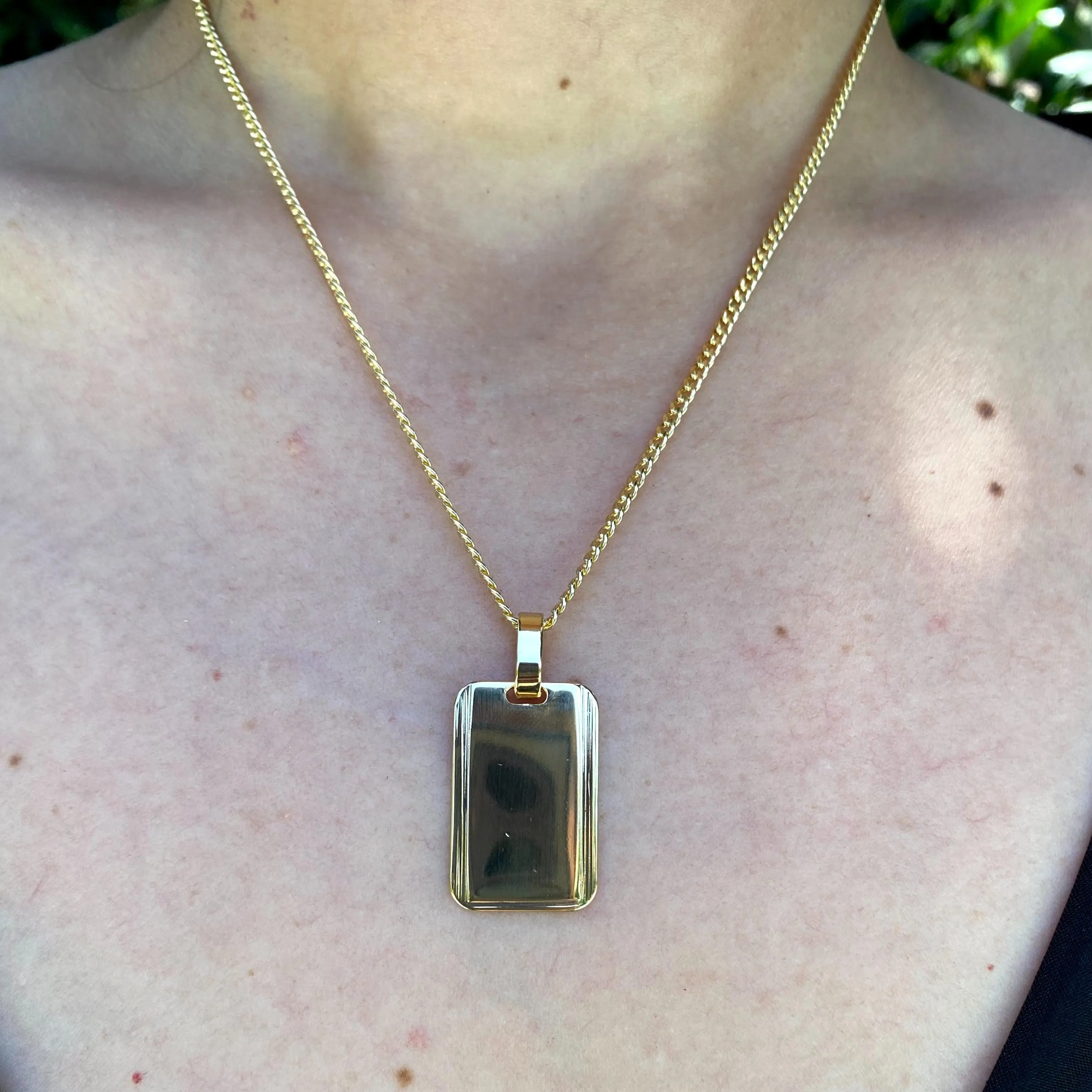 18k Gold Filled Luxury Rectangle Plate Pendant Unisex