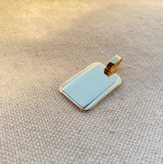 18k Gold Filled Luxury Rectangle Plate Pendant Unisex