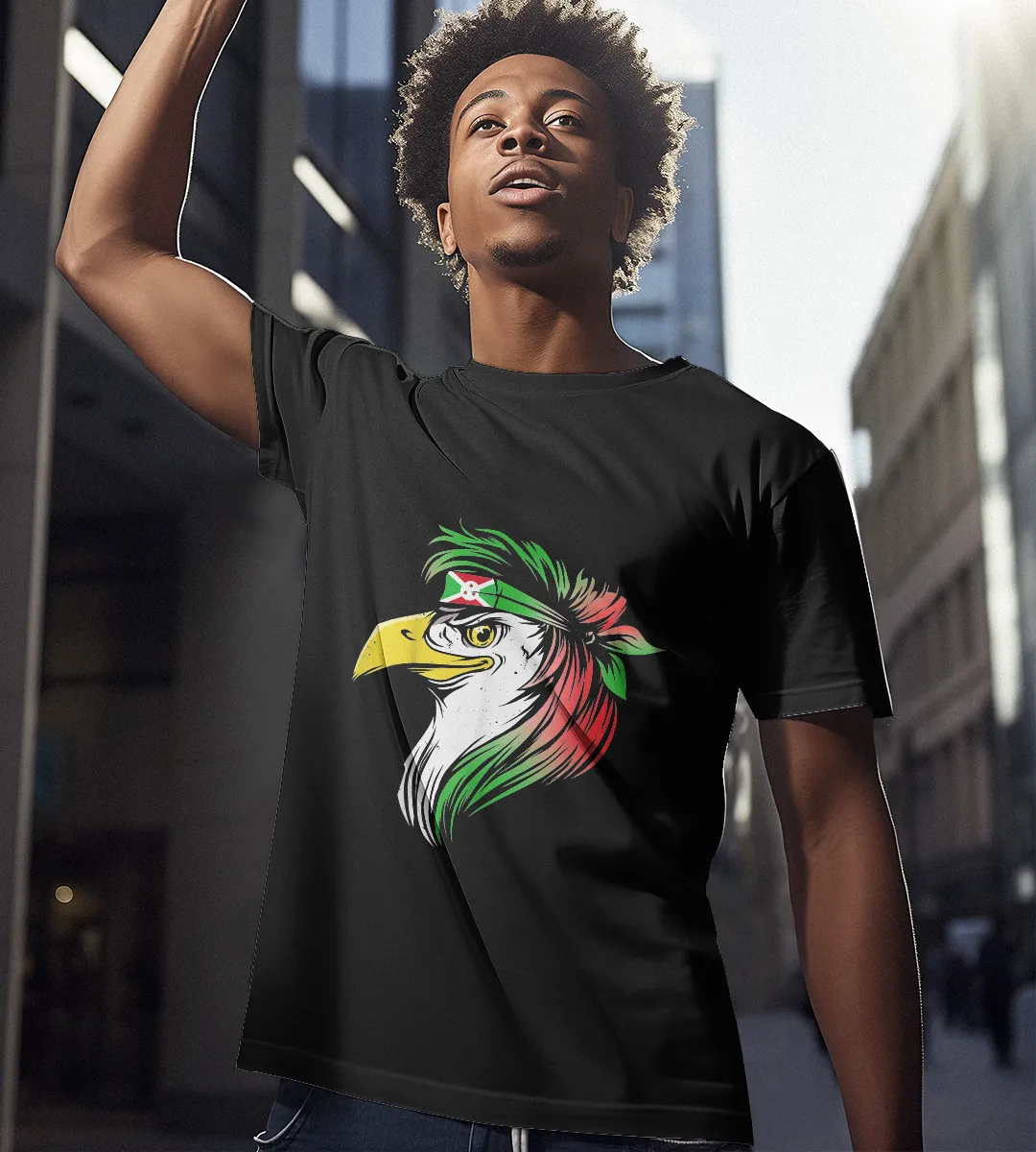 1sttheworld T-Shirt - Eagle Burundi T-Shirt Black A35