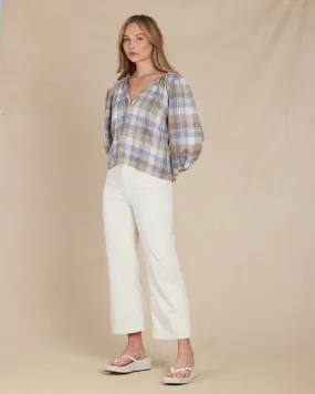 Allegra Linen Plaid Blouse