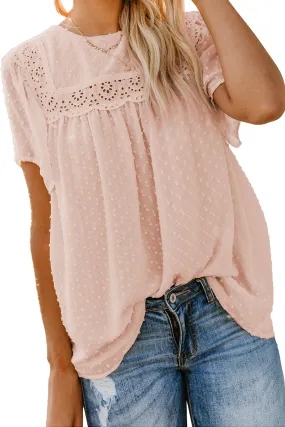 Apricot Flutter Sleeves Sheer Textured Babydoll Top