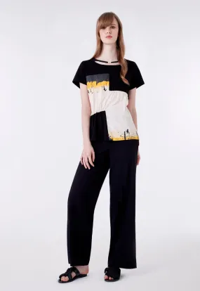 Asymmetric Jersey Printed Top