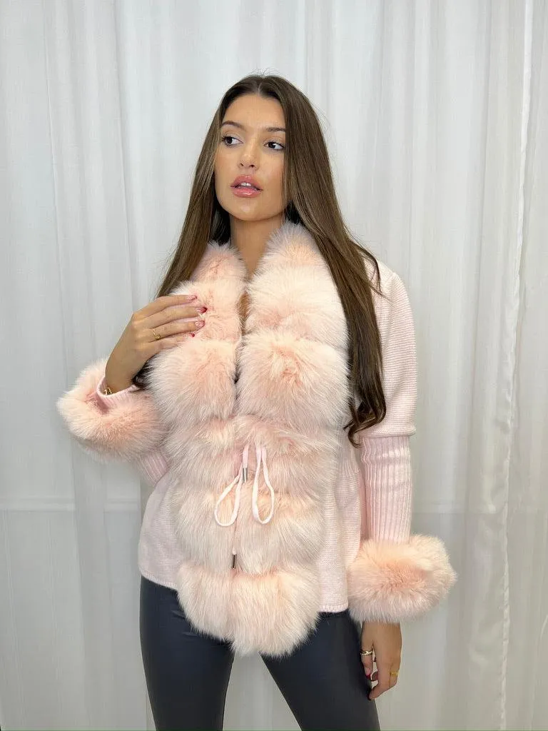 Baby Pink Luxury Fur Cardigan