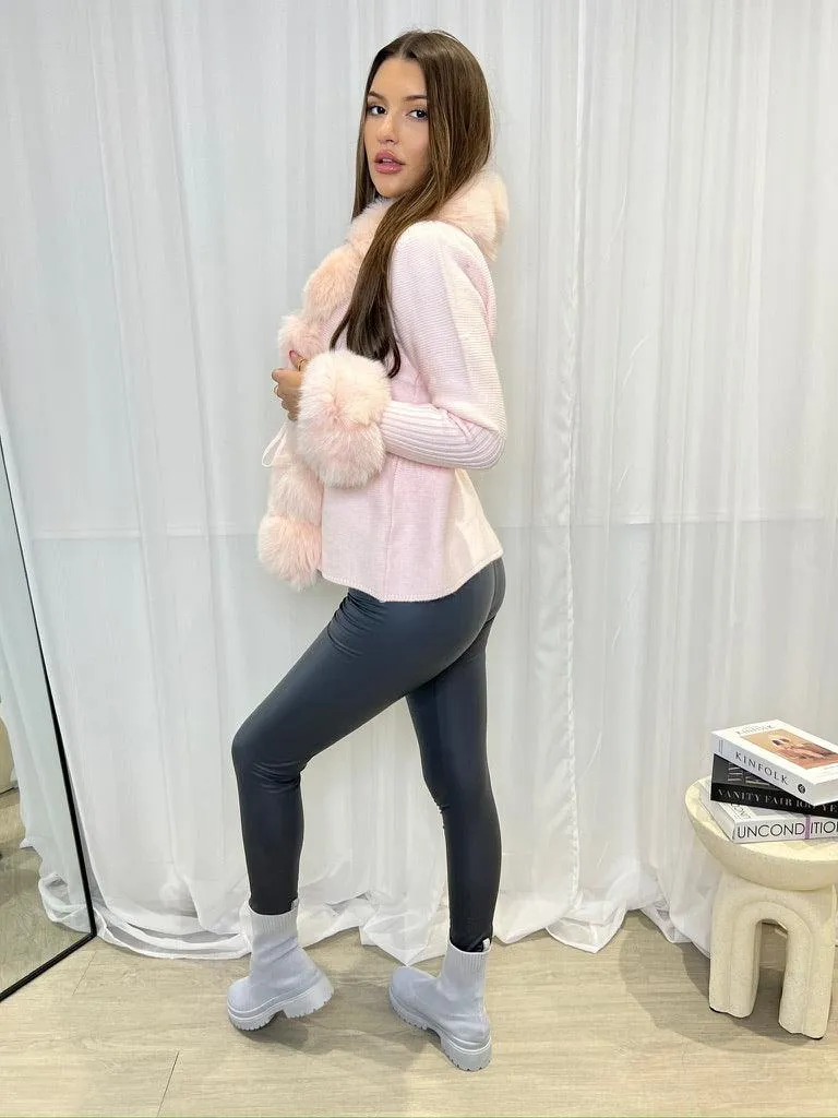 Baby Pink Luxury Fur Cardigan