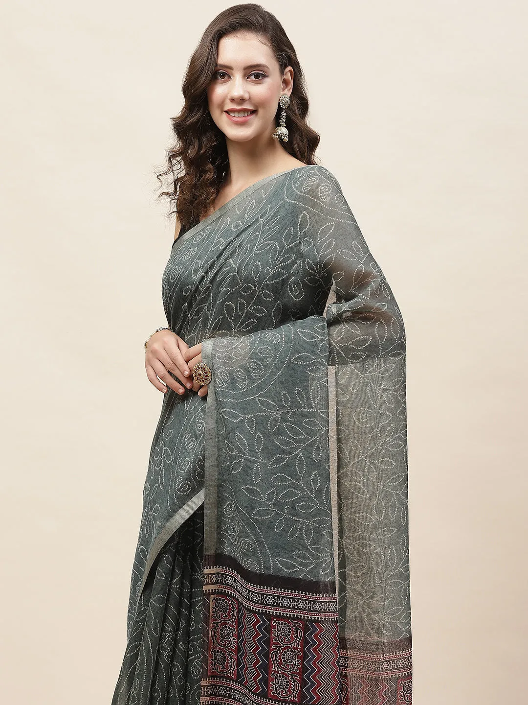 Bandhani Printed Cotton Saree