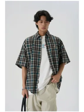 Basic Plaid Short Sleeve Shirt