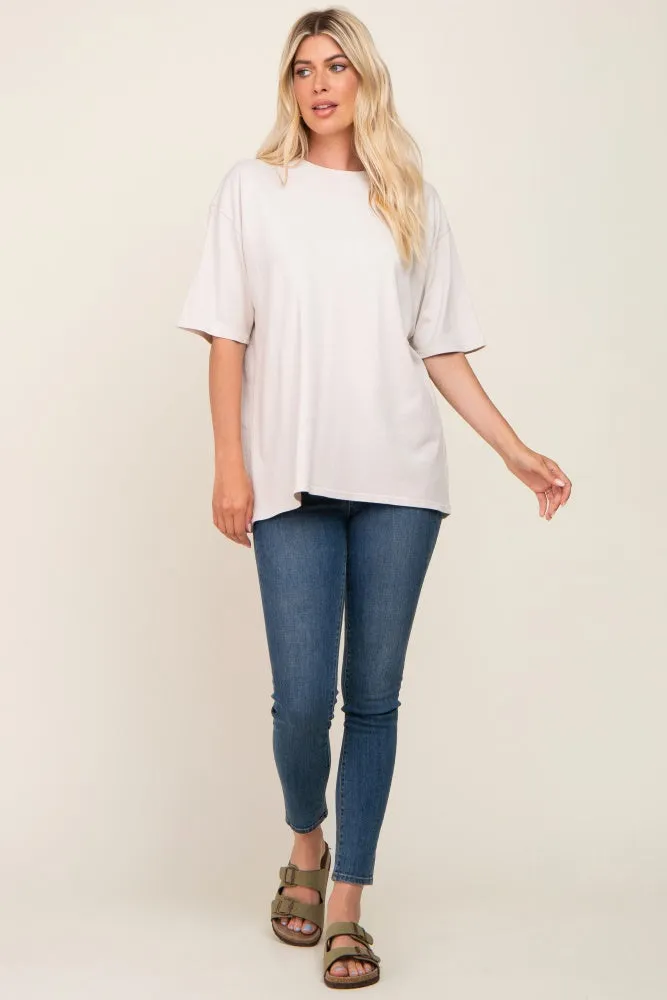 Beige Basic Oversized T-Shirt