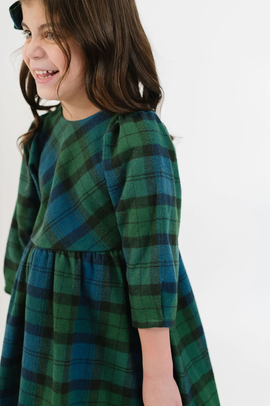 Birthday Dress in Evergreen Plaid