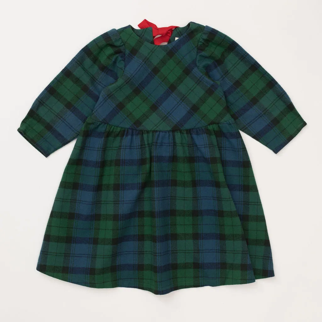 Birthday Dress in Evergreen Plaid