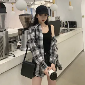 Black and white plaid shirt KF9207