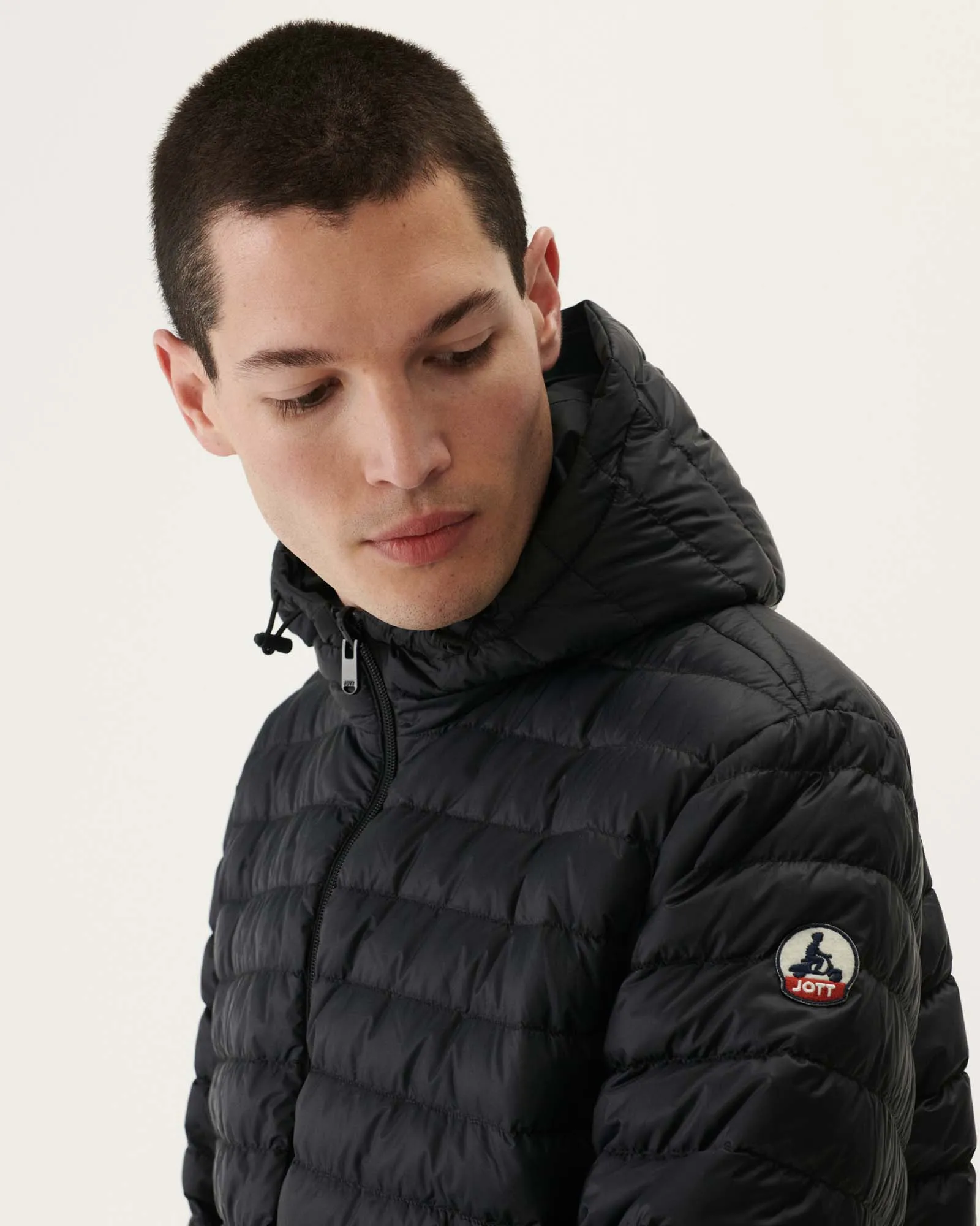 Black Bergen reversible hooded puffer jacket