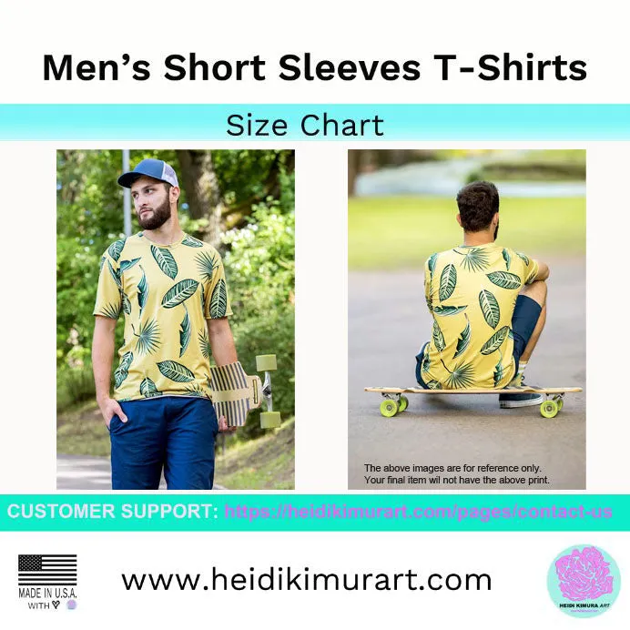 Black Green Maidenhair Men's T-shirt, Tropical Leaf Printed Luxury Patterned Shirt-Made in USA/EU