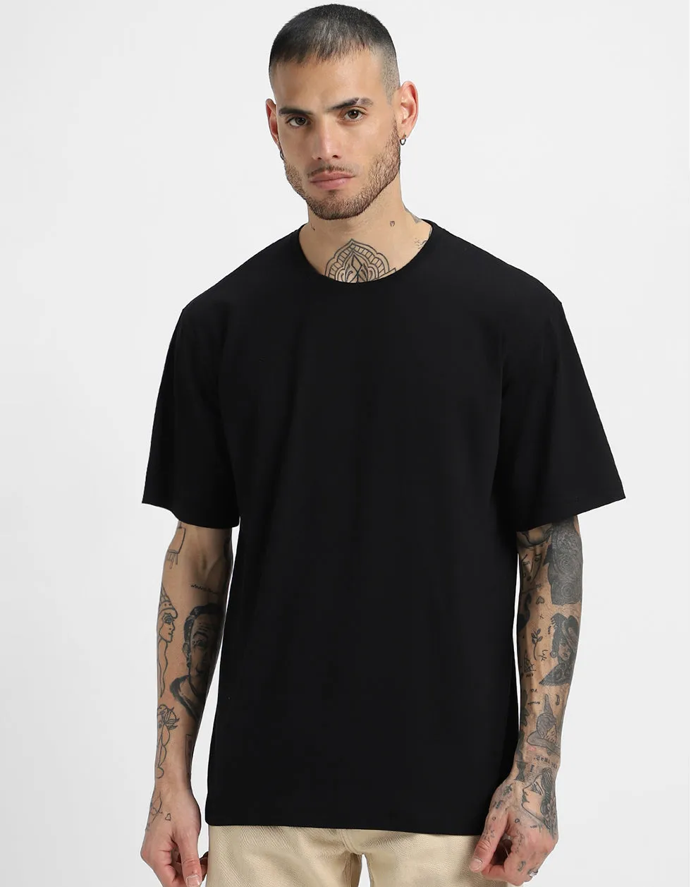 Black Solid Oversized T-shirt