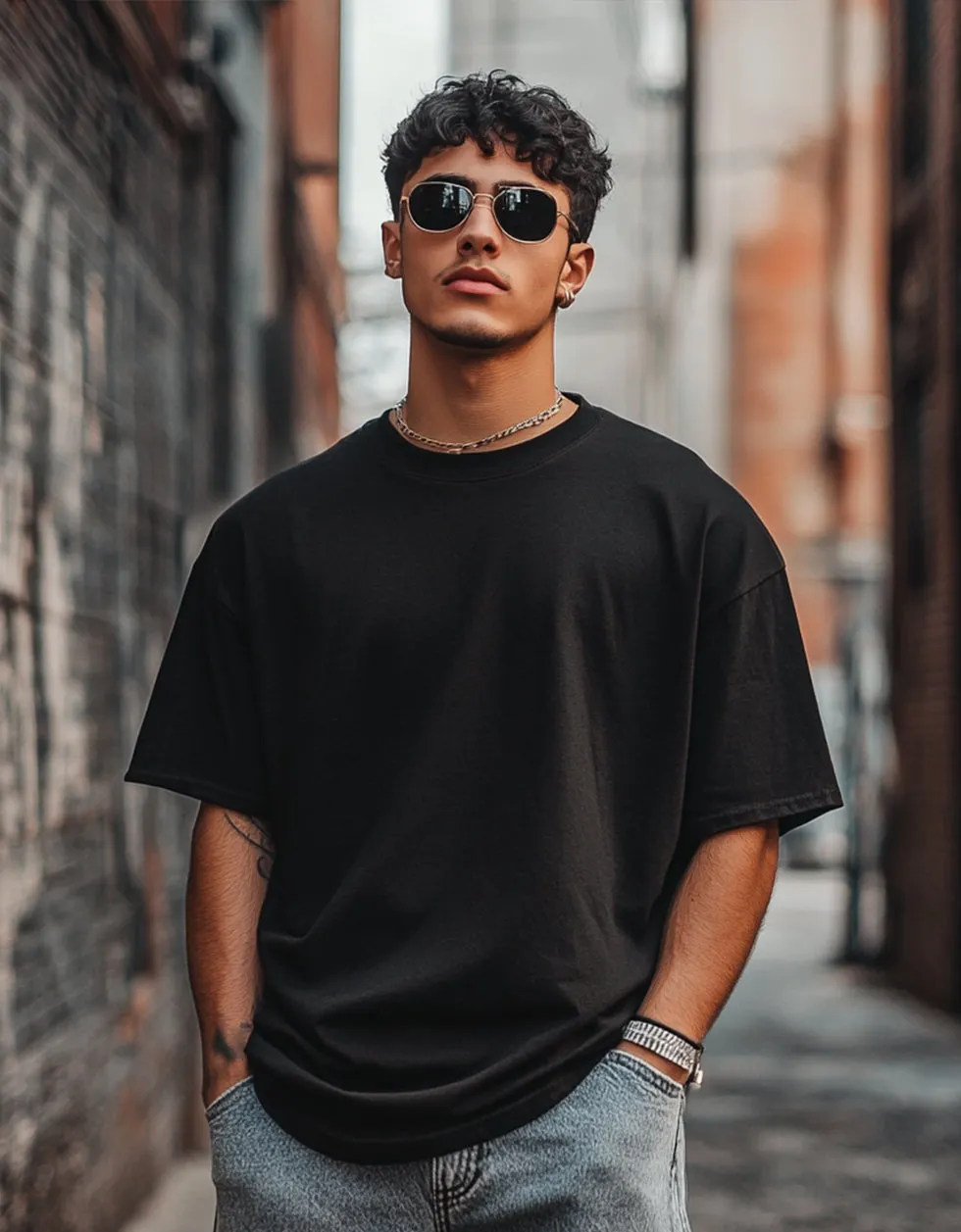 Black Solid Oversized T-shirt