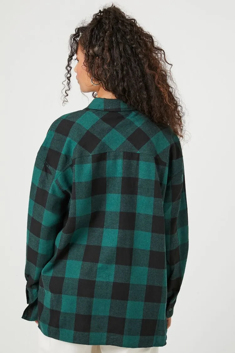 Buffalo Plaid Drop-Sleeve Shirt