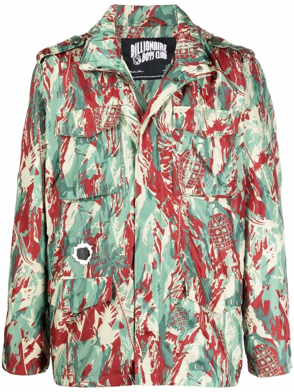 Camouflage-Print Shirt Jacket