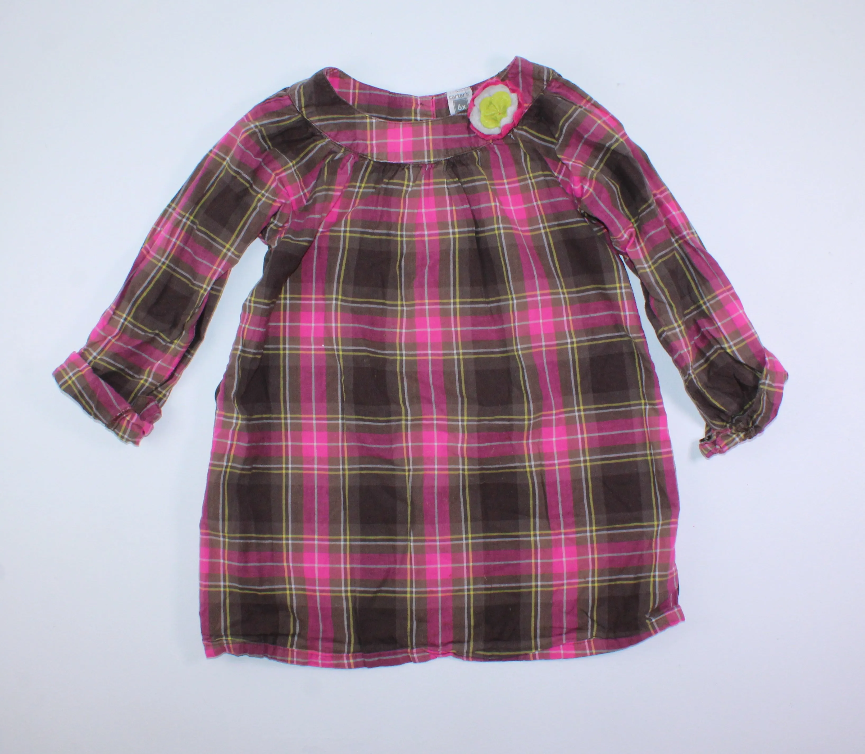 CARTERS PLAID TOP 6X EUC