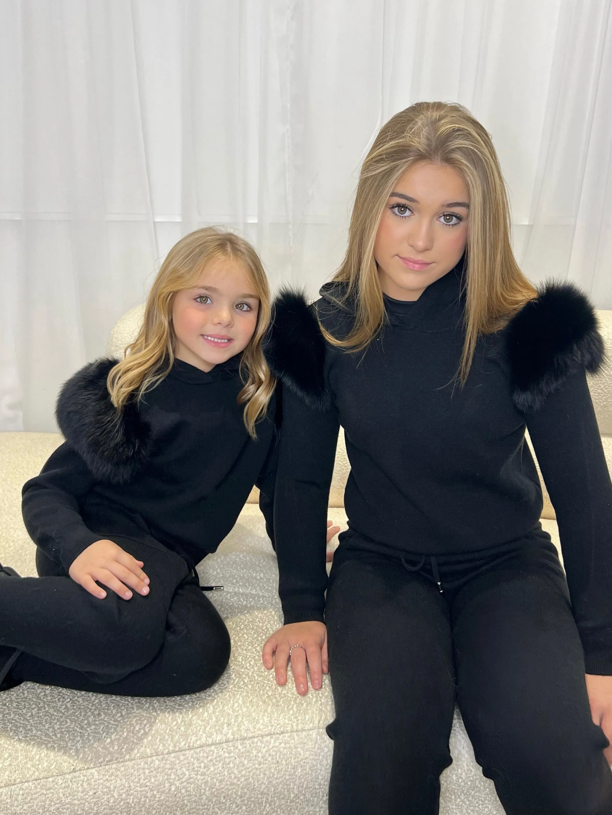 Childrens Black Luxury Fur Tracksuit