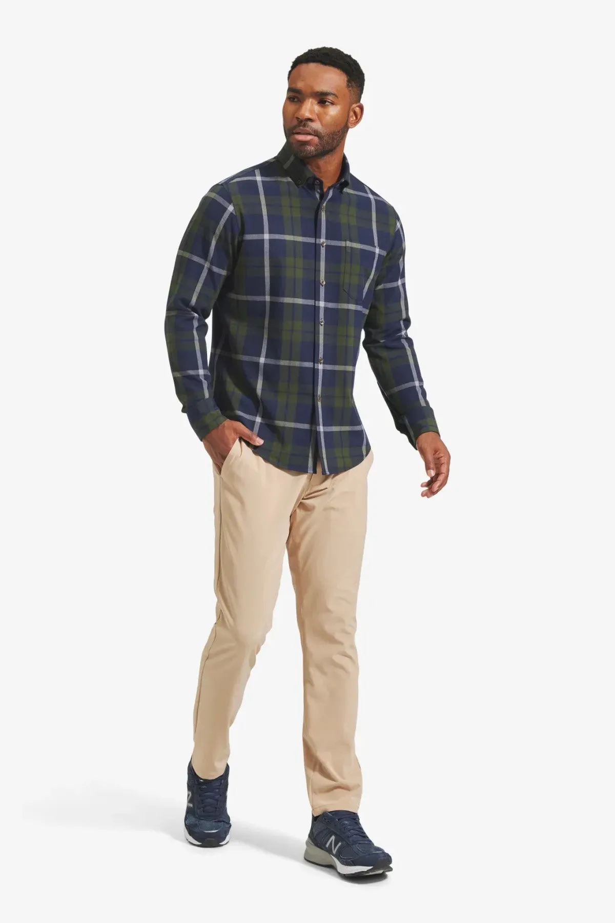 CITY FLANNEL Olive Navy Large Plaid