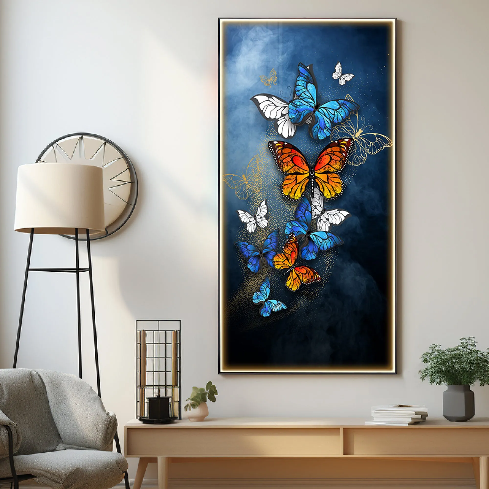 Colorful Butterflies Luxury Crystal Wall Art