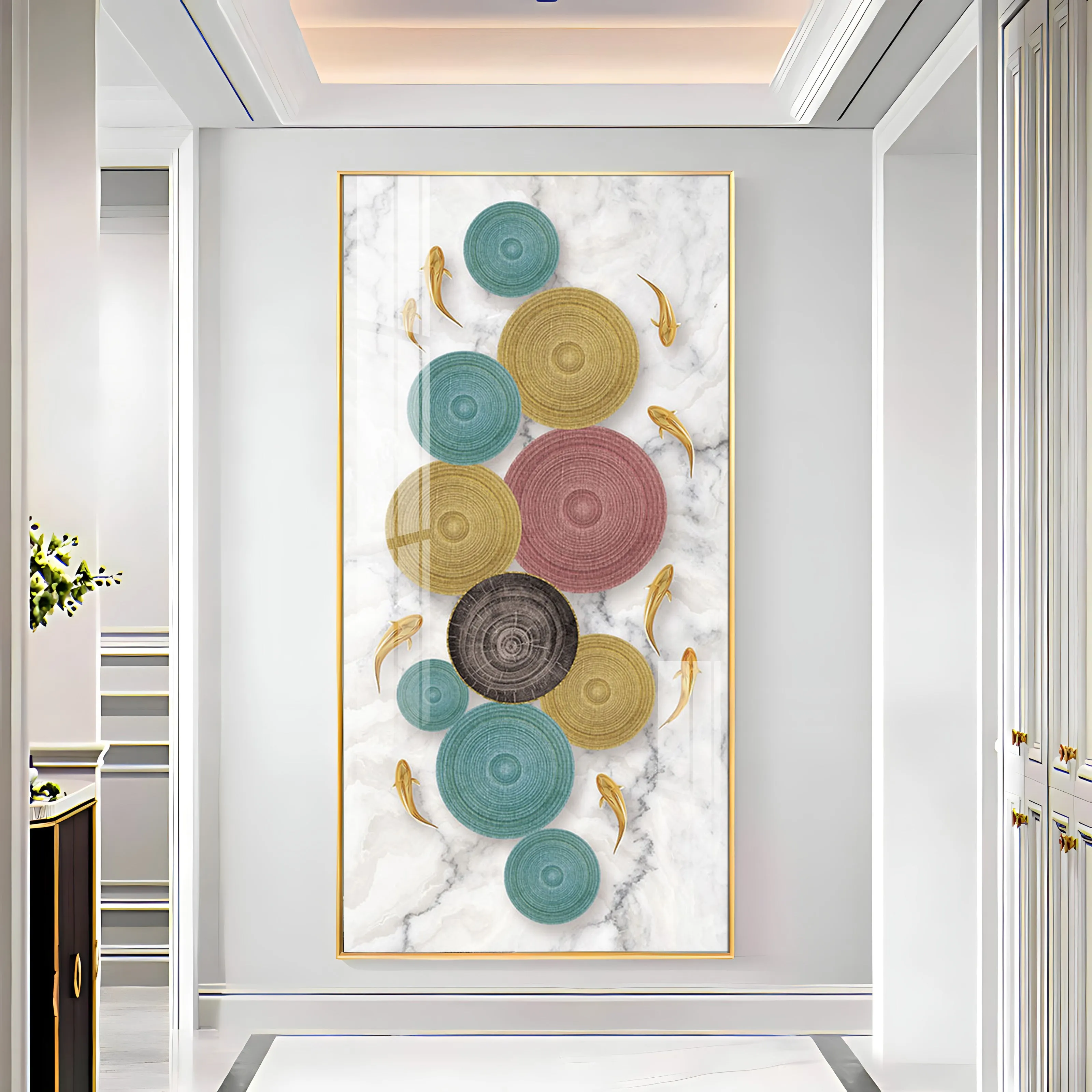 Colorful Discs & Fishes Luxury Crystal Wall Art