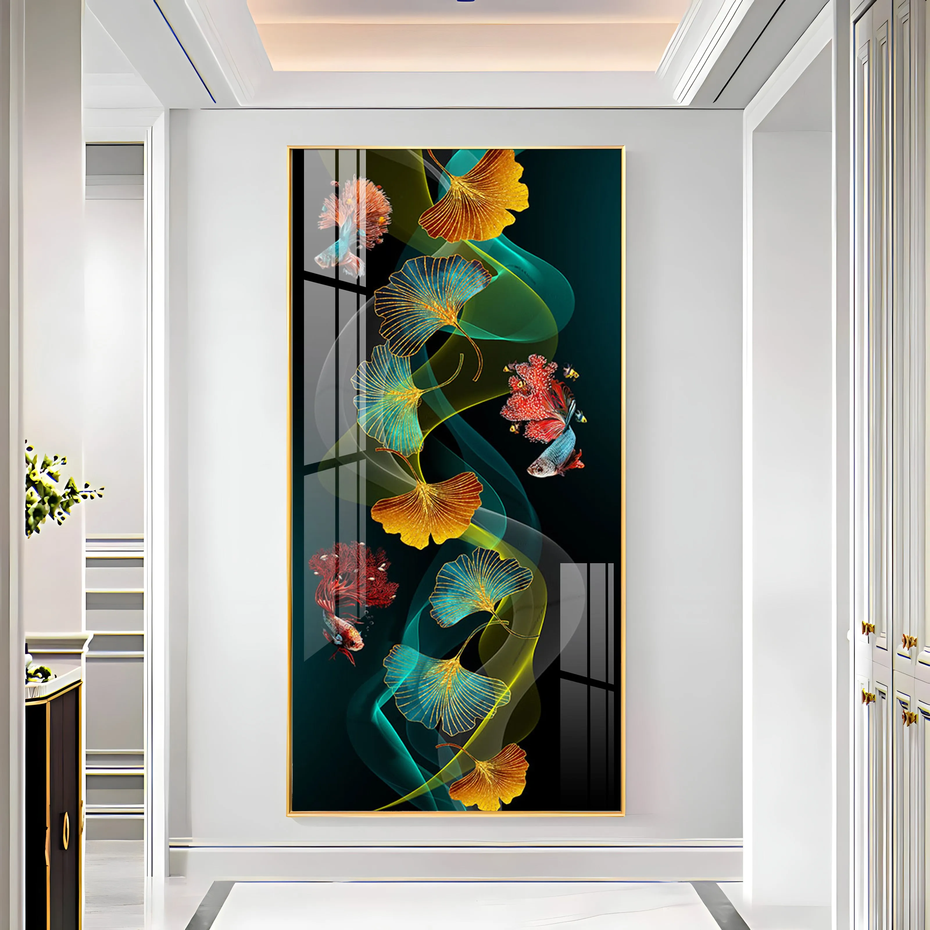 Colorful Ginkgo Luxury Crystal Wall Art