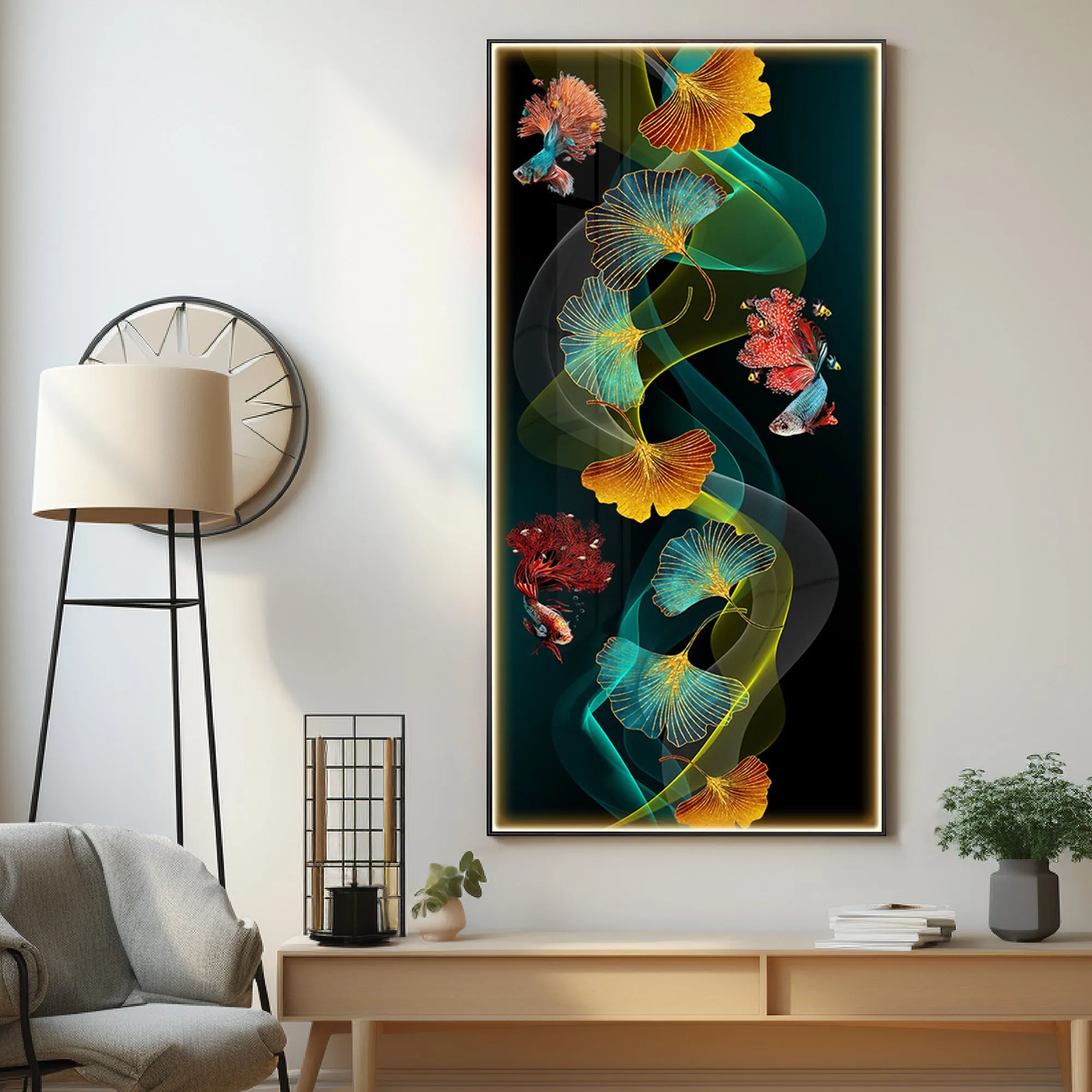 Colorful Ginkgo Luxury Crystal Wall Art