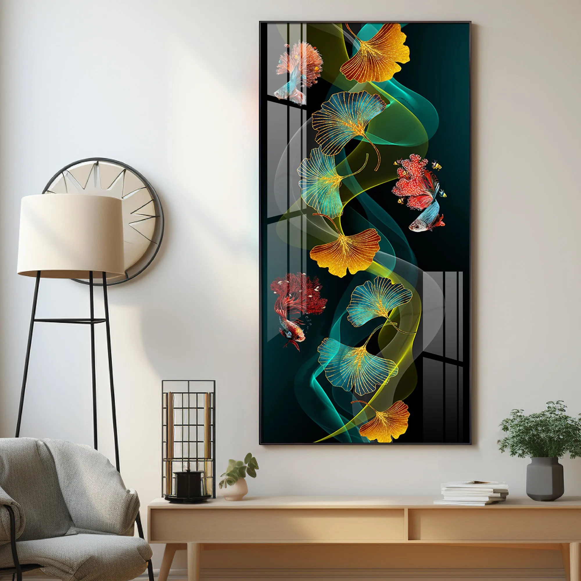 Colorful Ginkgo Luxury Crystal Wall Art