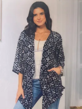 Connie Abstract Print Sheer Cardigan