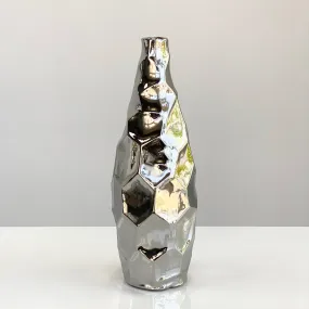 Cora Patterned Ceramic Silver Vase 12"