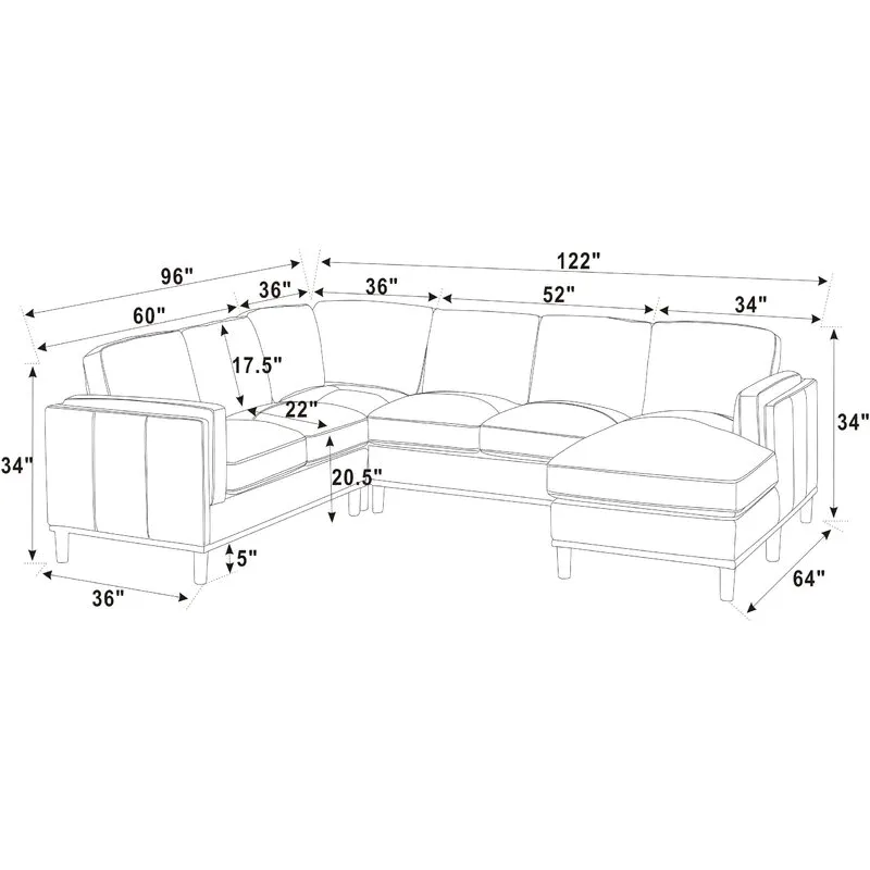 Crafted Luxury Modern Sectional Sofa Set