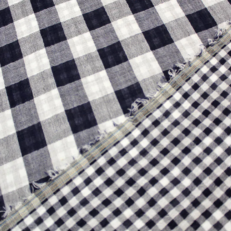 Double Gauze - Reversible - Navy Blue Gingham