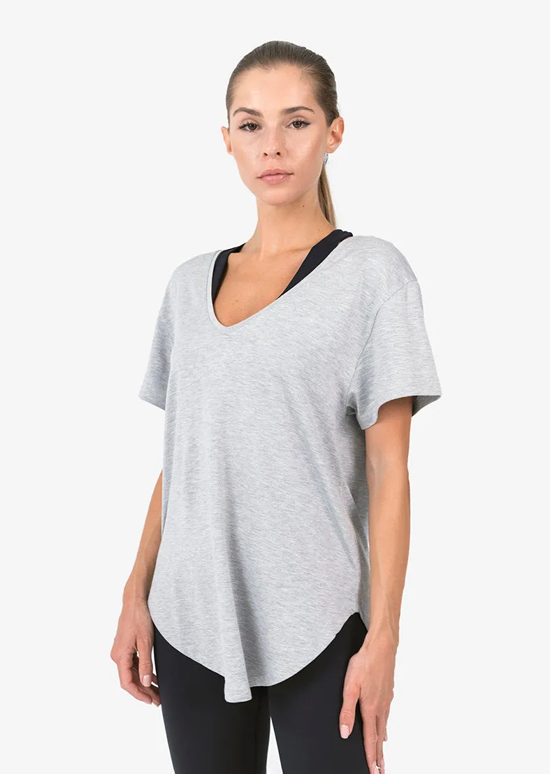 Elevate Aloe Reversible Slouch Tee Grey Marl