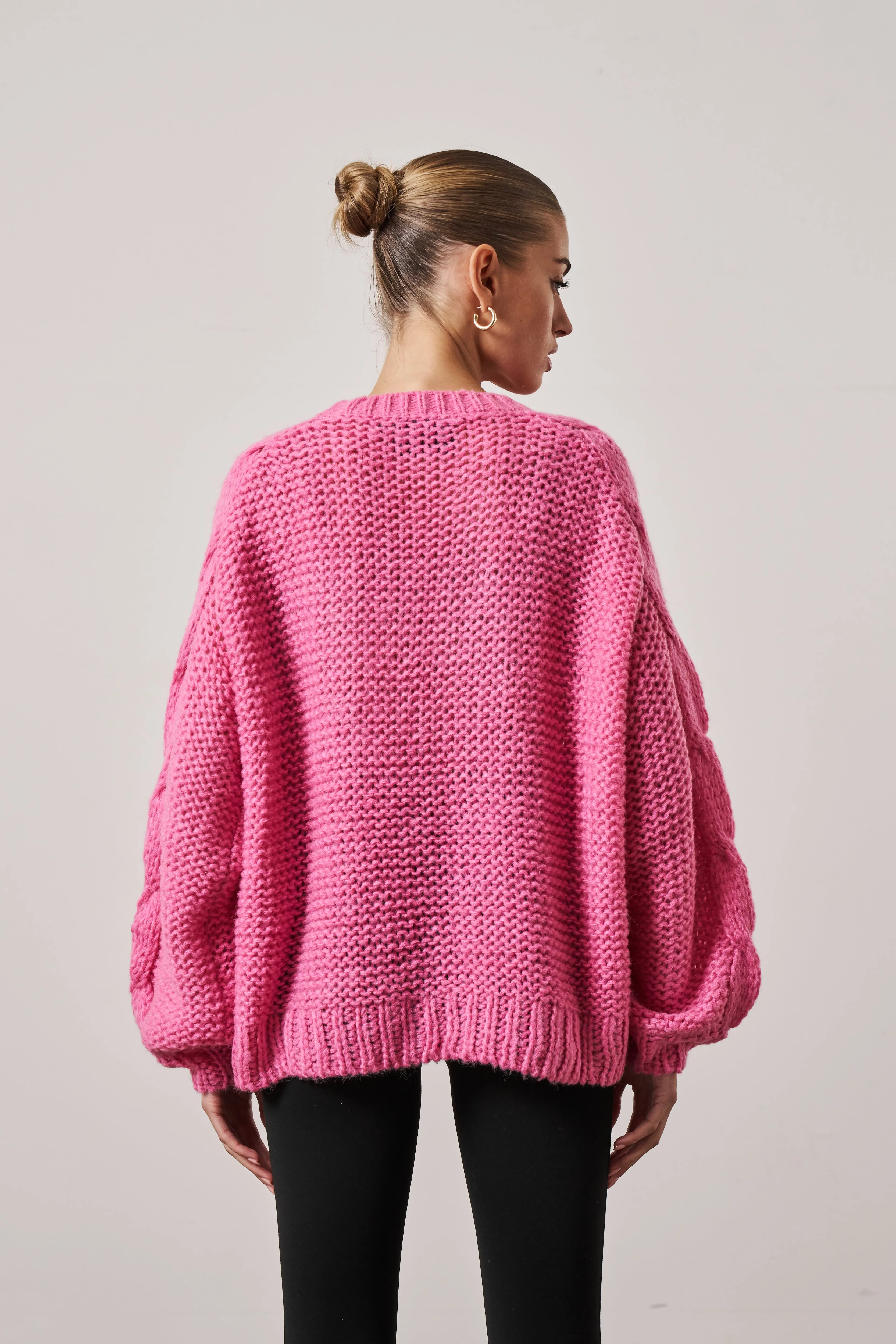 EMBLEM OVERSIZED KNIT JUMPER - PINK