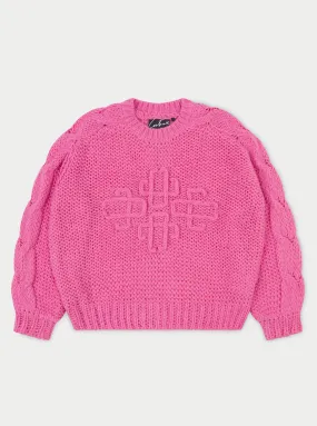 EMBLEM OVERSIZED KNIT JUMPER - PINK