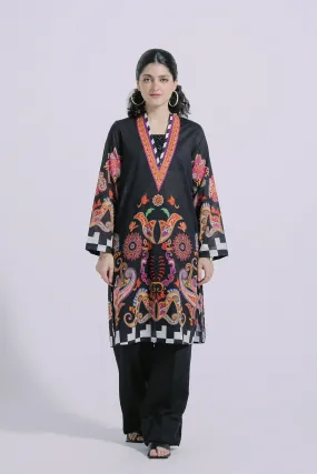 Ethnic Black Printed Lawn Shirt