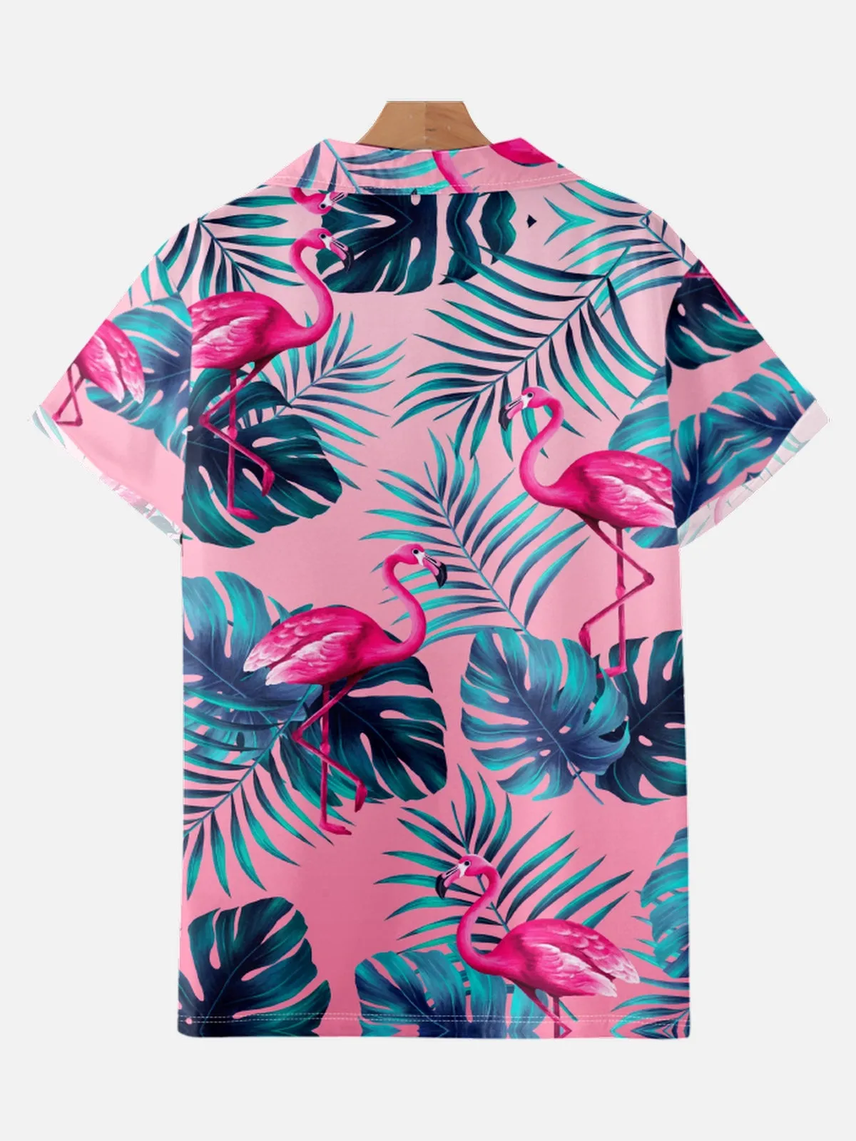 FLAMINGO PRINTED ALOHA SHIRT