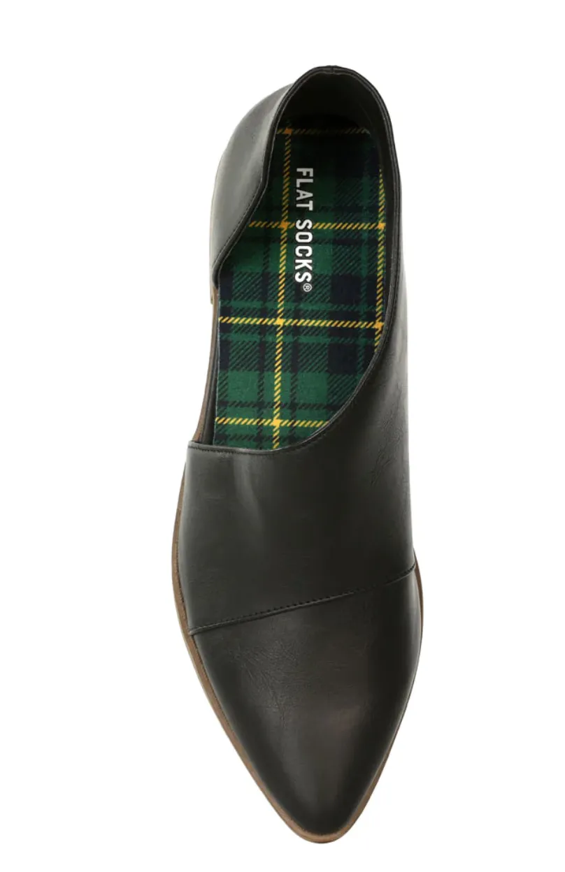 Flat Socks -  Green Plaid - SMALL