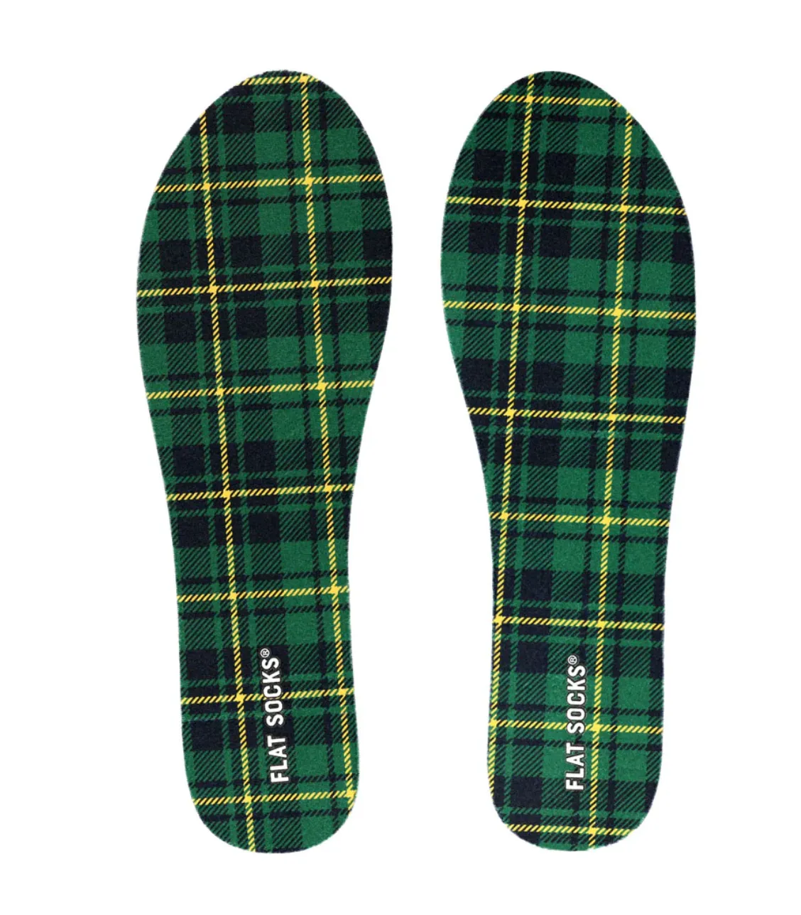 Flat Socks -  Green Plaid - SMALL