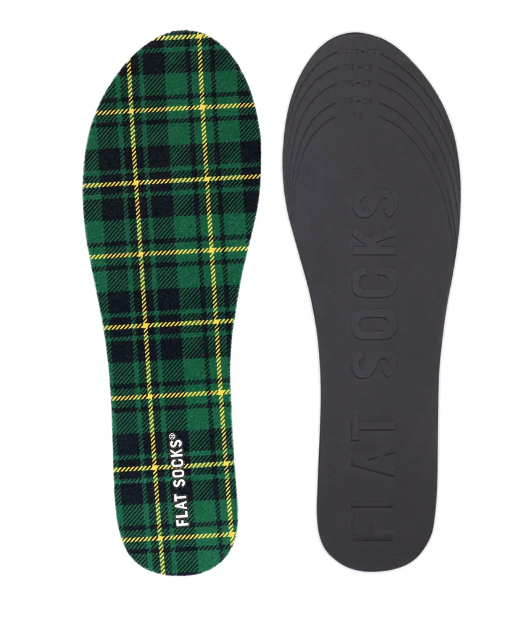 Flat Socks -  Green Plaid - SMALL