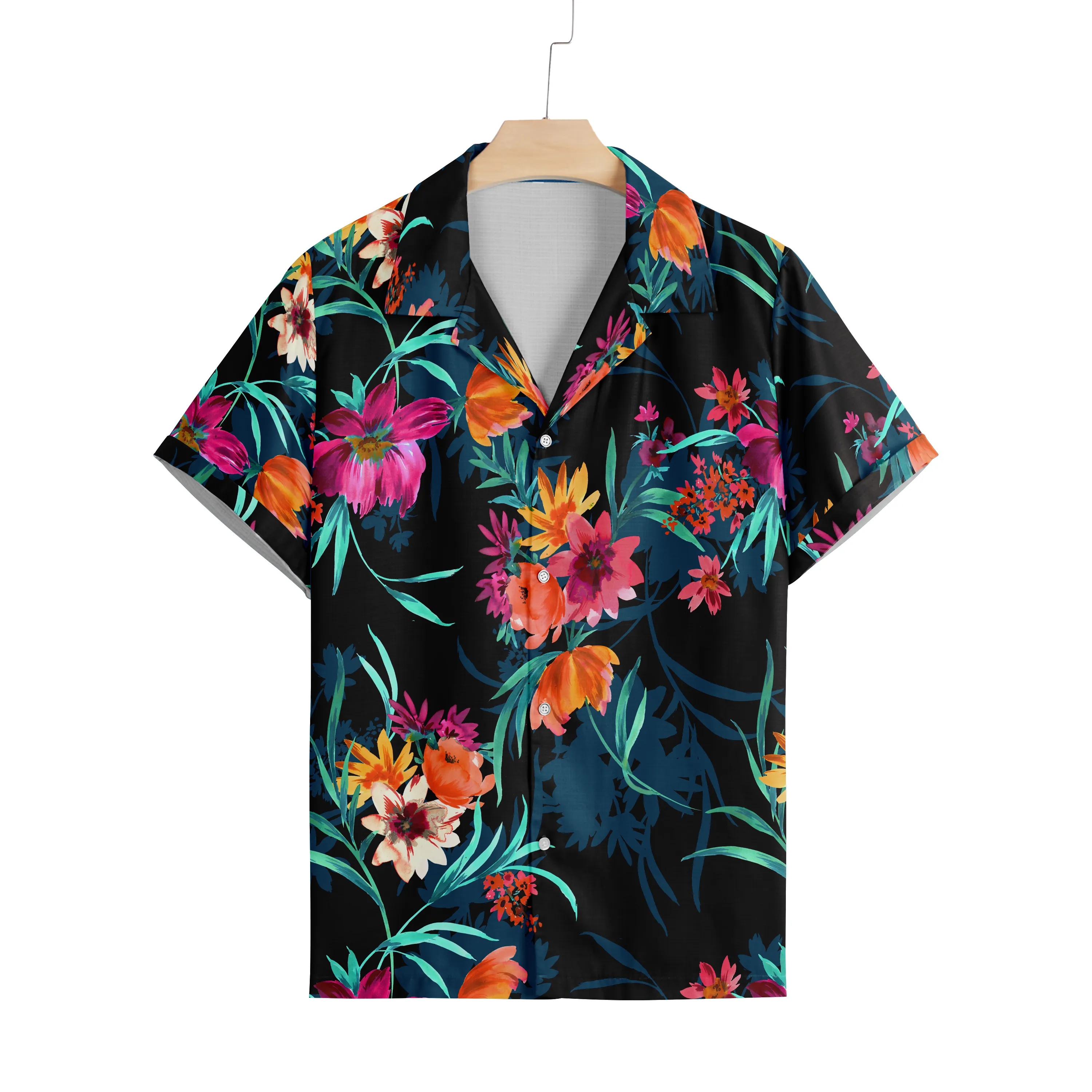 FLOWERS PRINTED ALOHA SHIRT