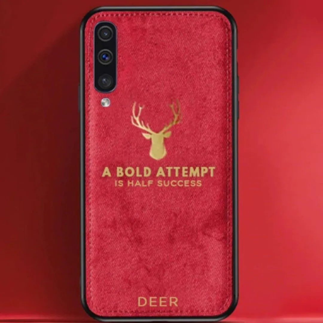 Galaxy A30s Luxury Gold Textured Deer Pattern Soft Case