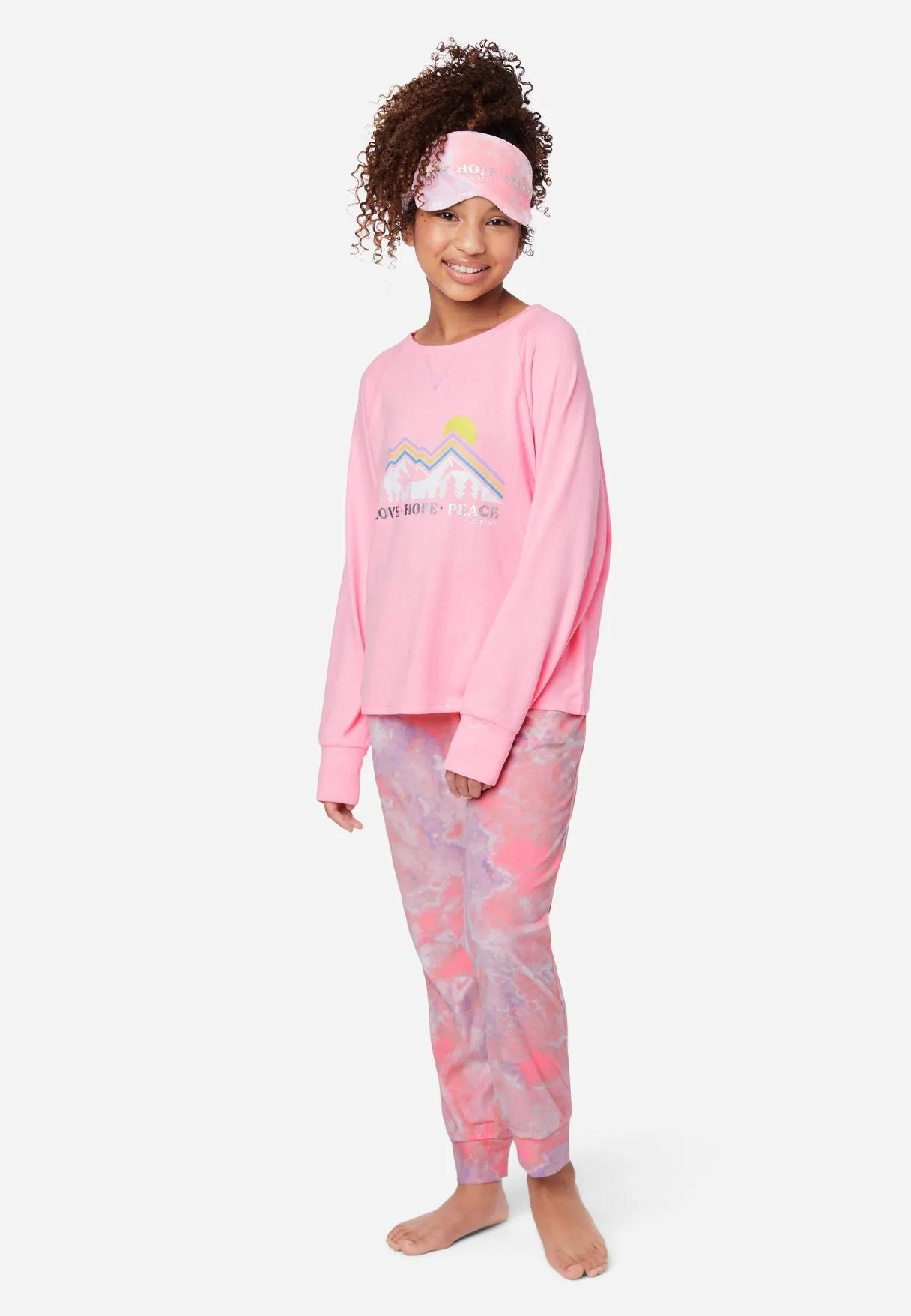 Graphic Raglan & Patterned Pajama Set