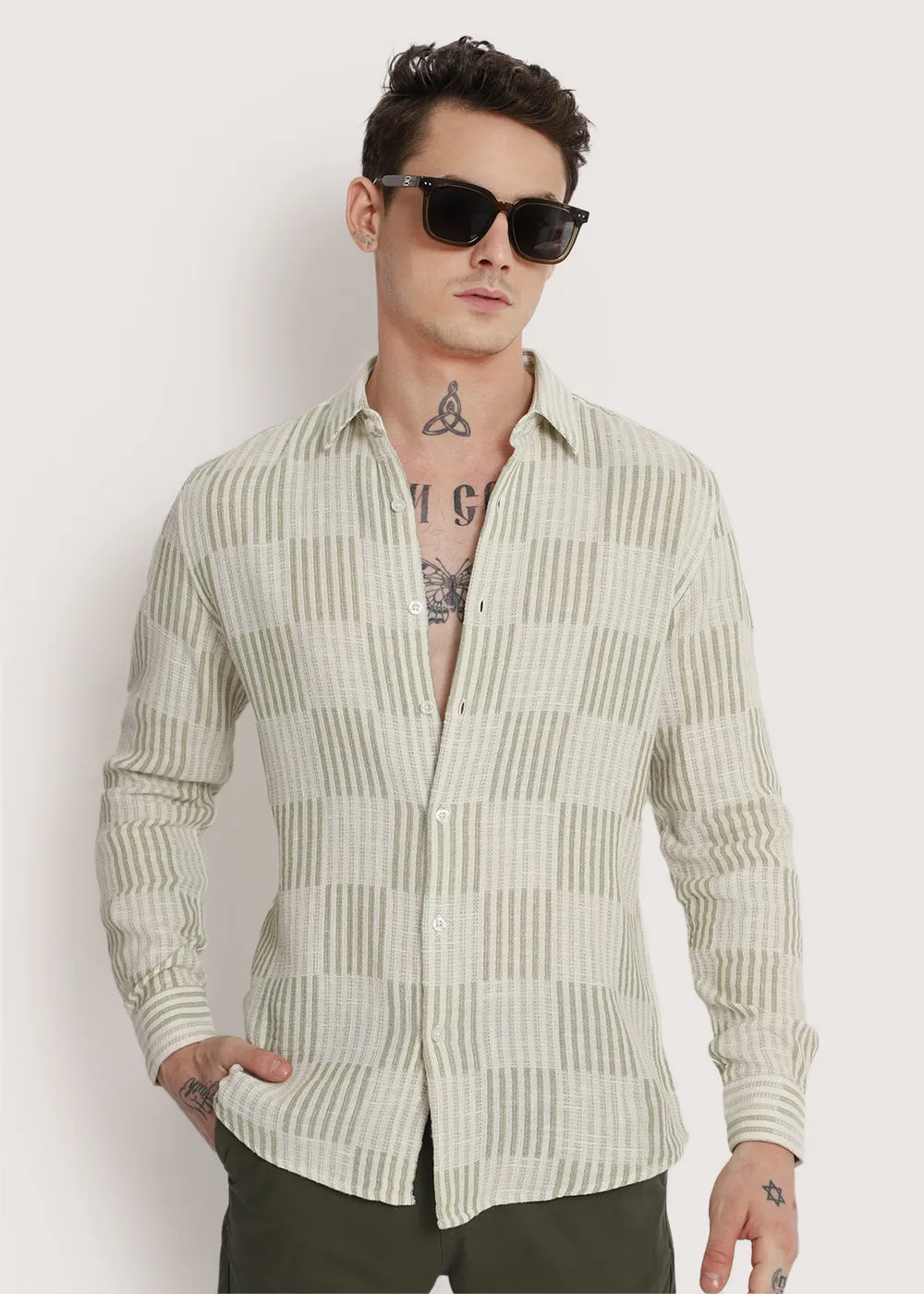 Green Checker Textured Shirt