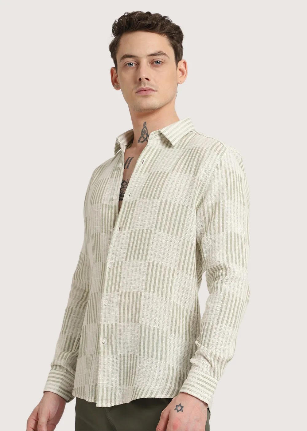 Green Checker Textured Shirt