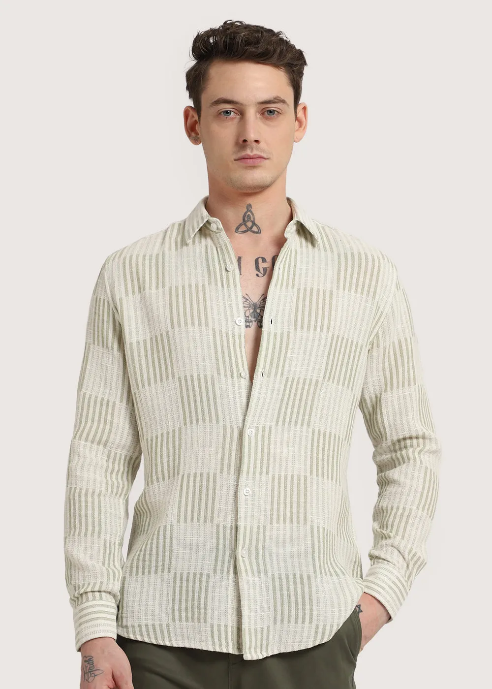 Green Checker Textured Shirt