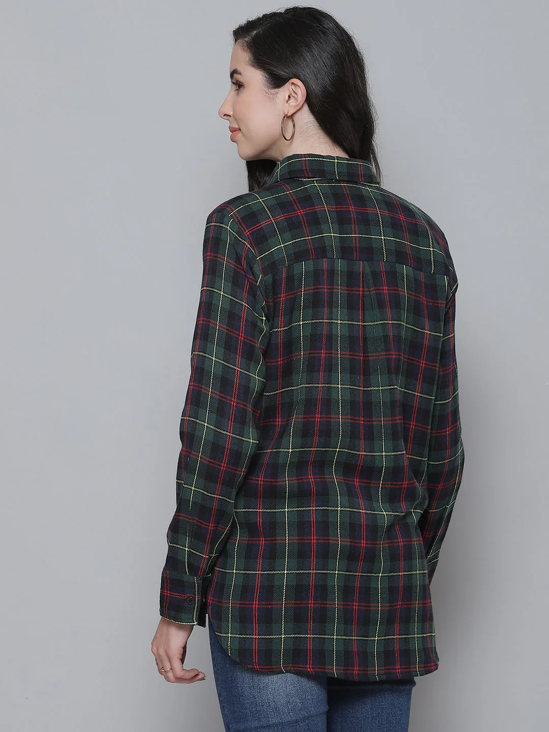 Green Plaid Check Boyfriend Shirt