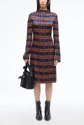 Hester Plaid Devoré Midi Dress