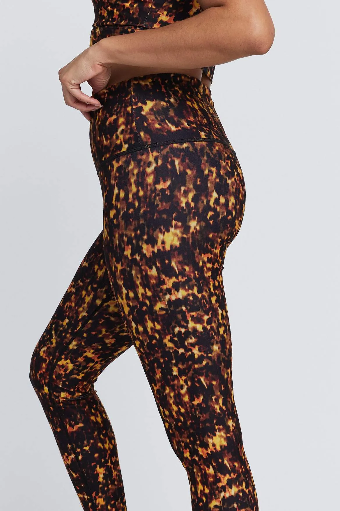 High Waist Reversible Leggings Tortoise Shell