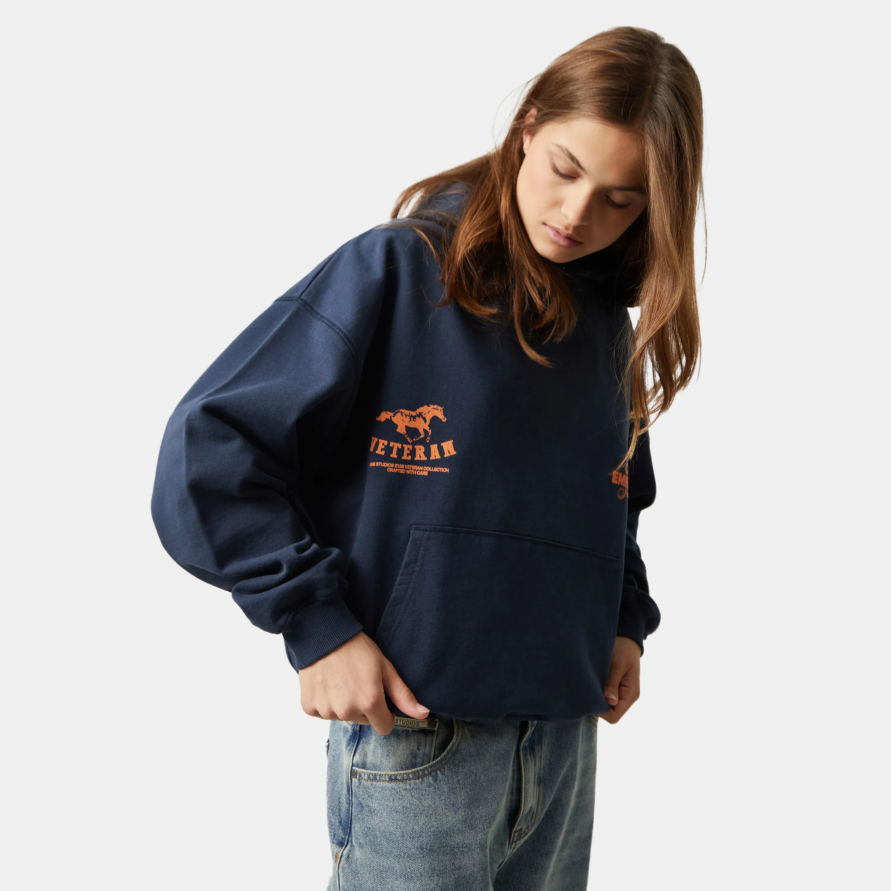 Horse Navy Oversized Hoodie